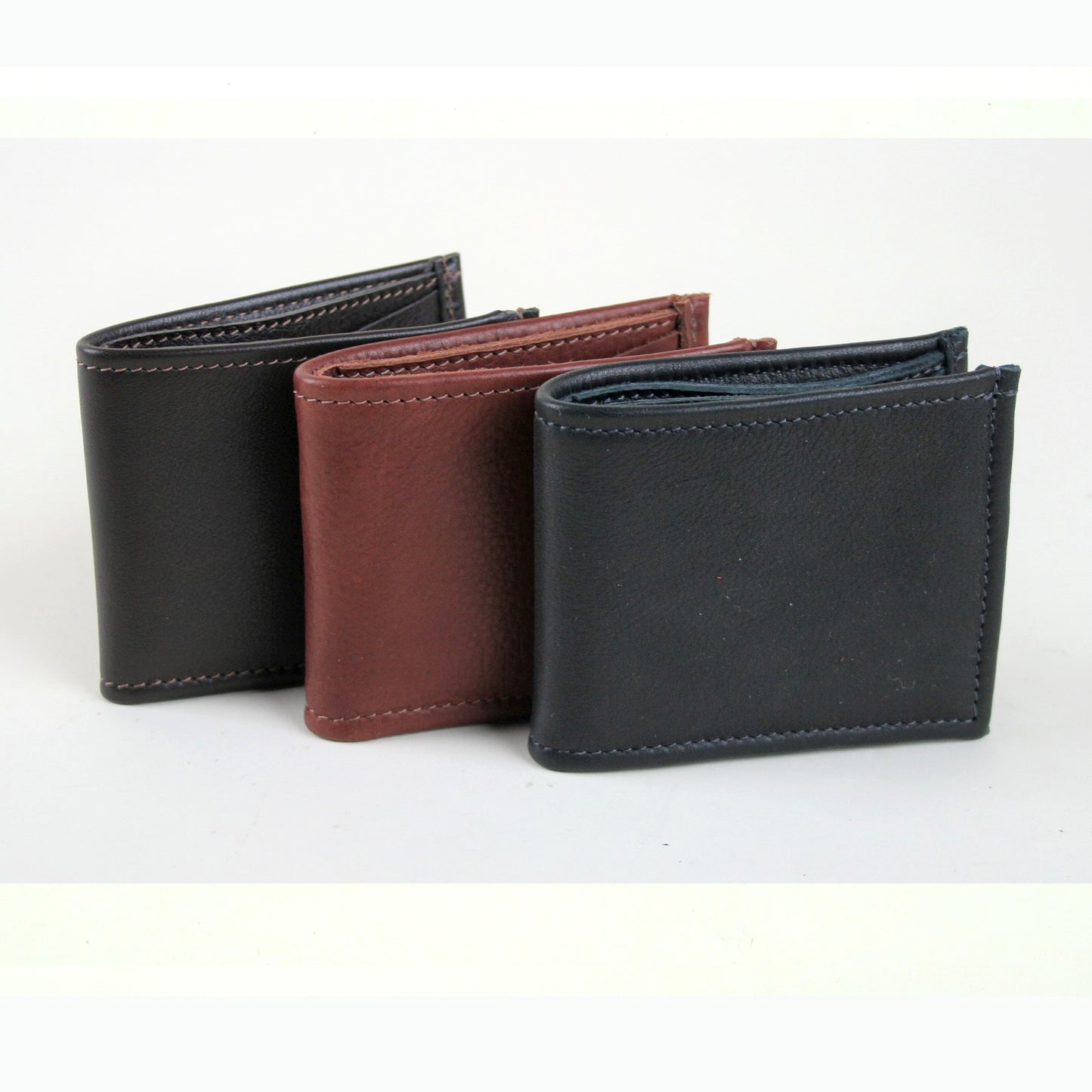 Three leather wallets handmade in USA