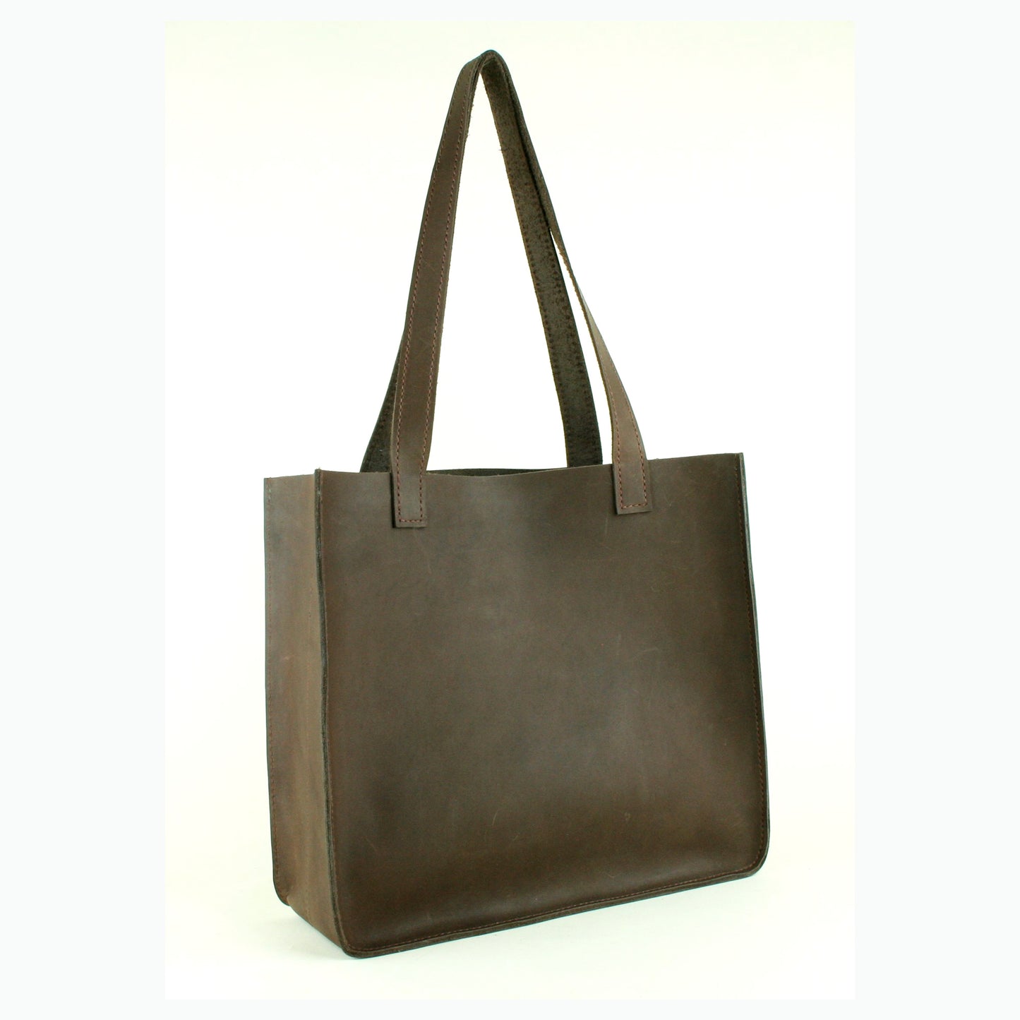 Big distressed leather totebag made in USA.