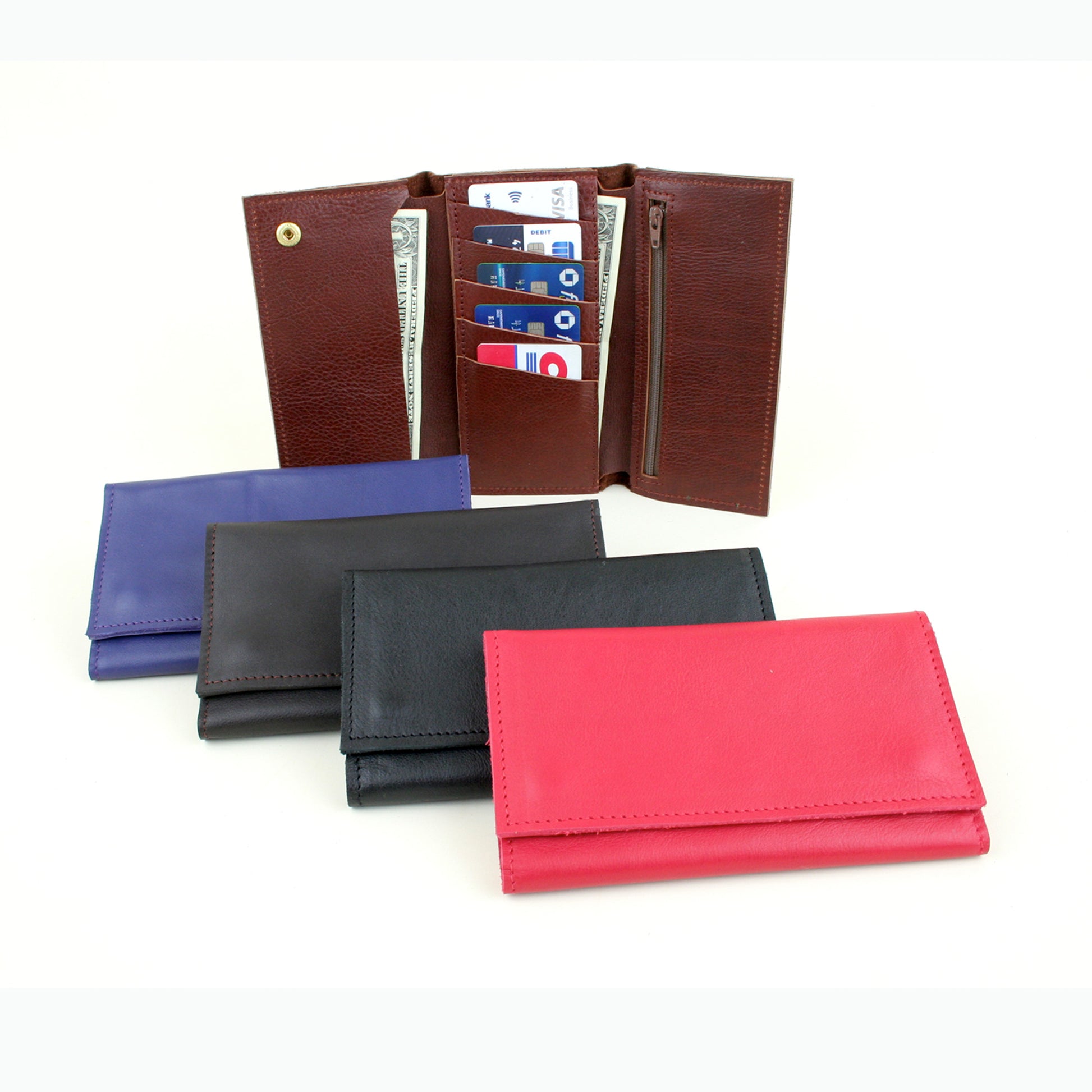 Women's leather wallet made in USA.