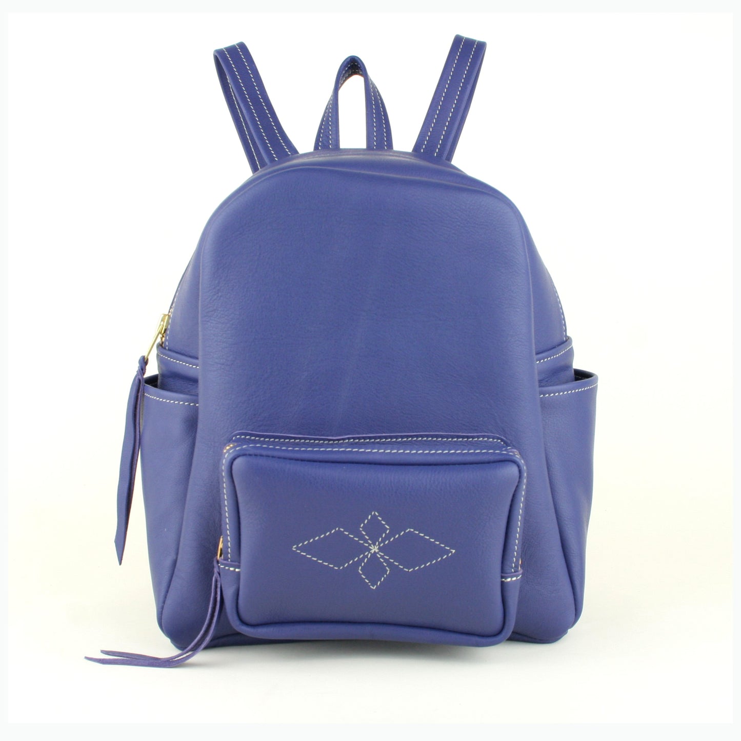 Purple leather backpack made in USA.